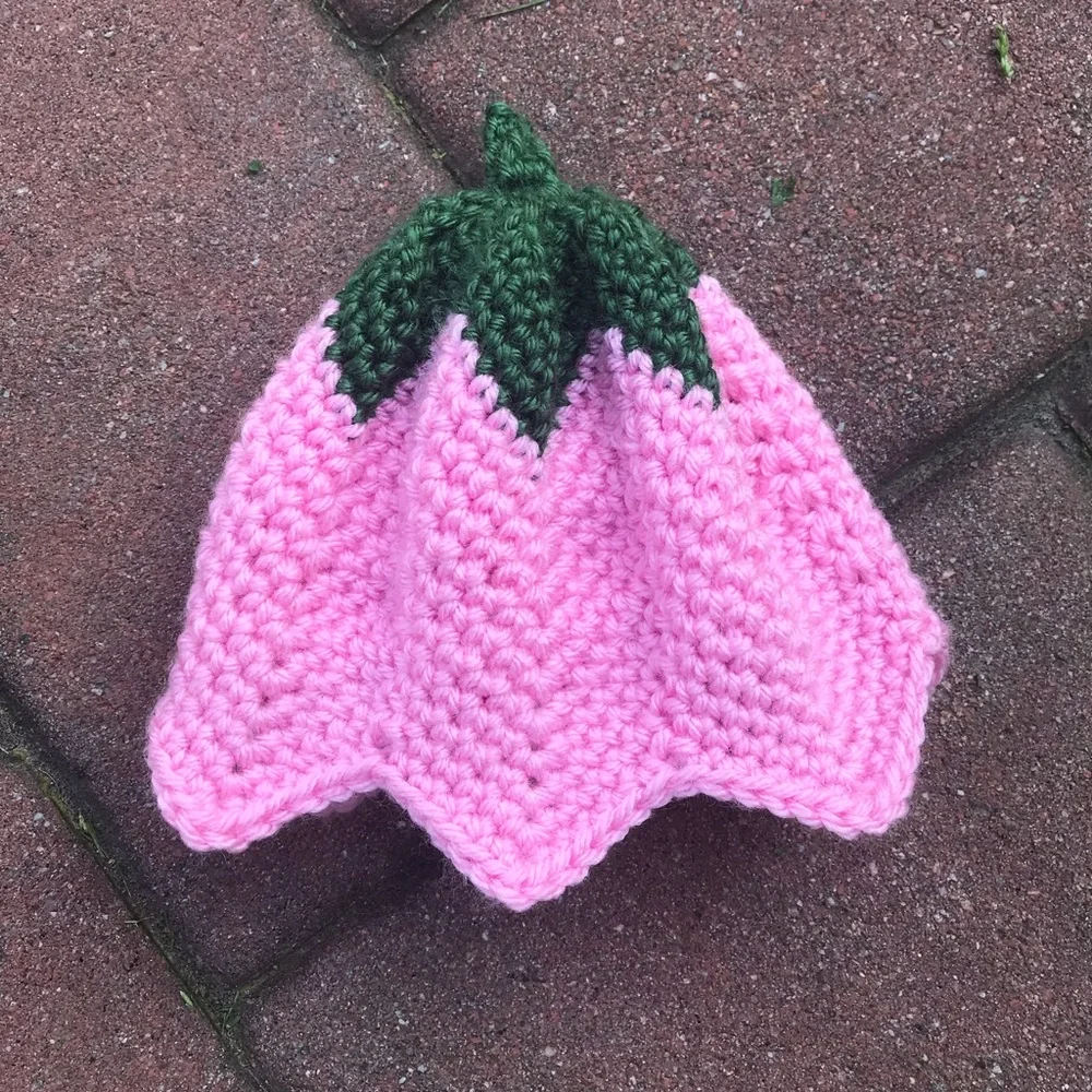 Handcrafted Pink Tulip Flower Baby Hat crochet